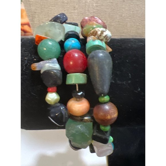 Multi-Gemstone Wire Bead And Chip Wrap Bracelet -- 23" - Picture 9 of 9